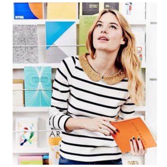 Boden Striped and Gold Sparkle Collar Sz 12 - Picture 3 of 12